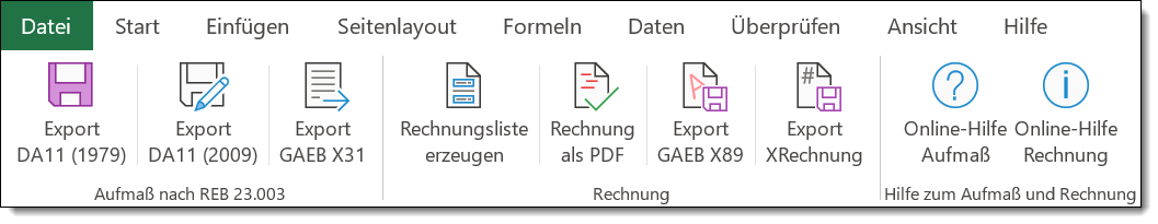Excel-Aufma fr <strong>GAEB-Online 2023</strong>: Export XRechnung